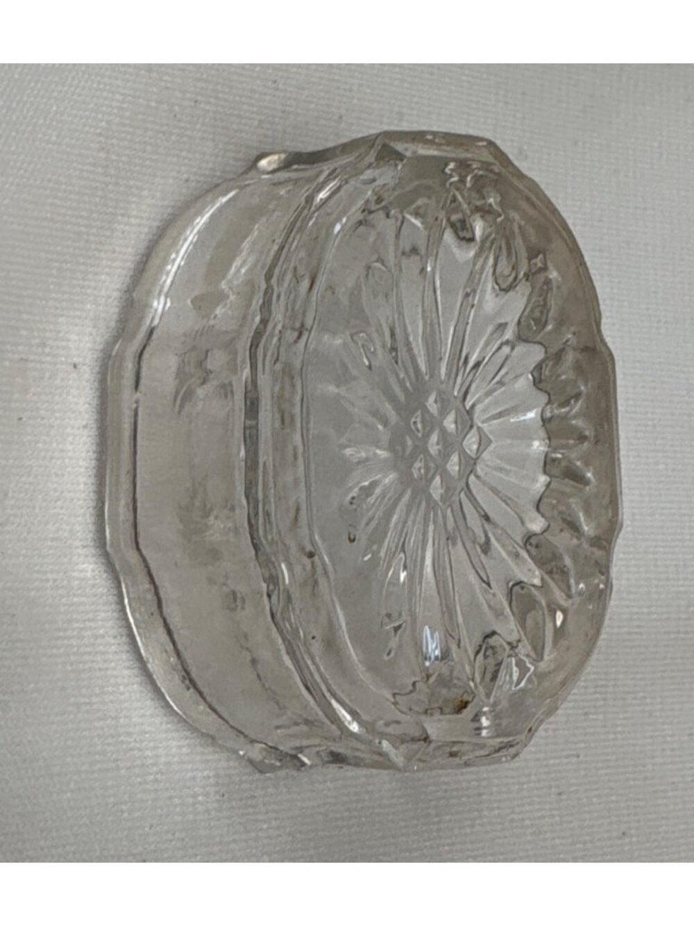 Clear Glass Salt Cellars Set 2 Starburst & Grid Patterns Vintage - Picture 4 of 16
